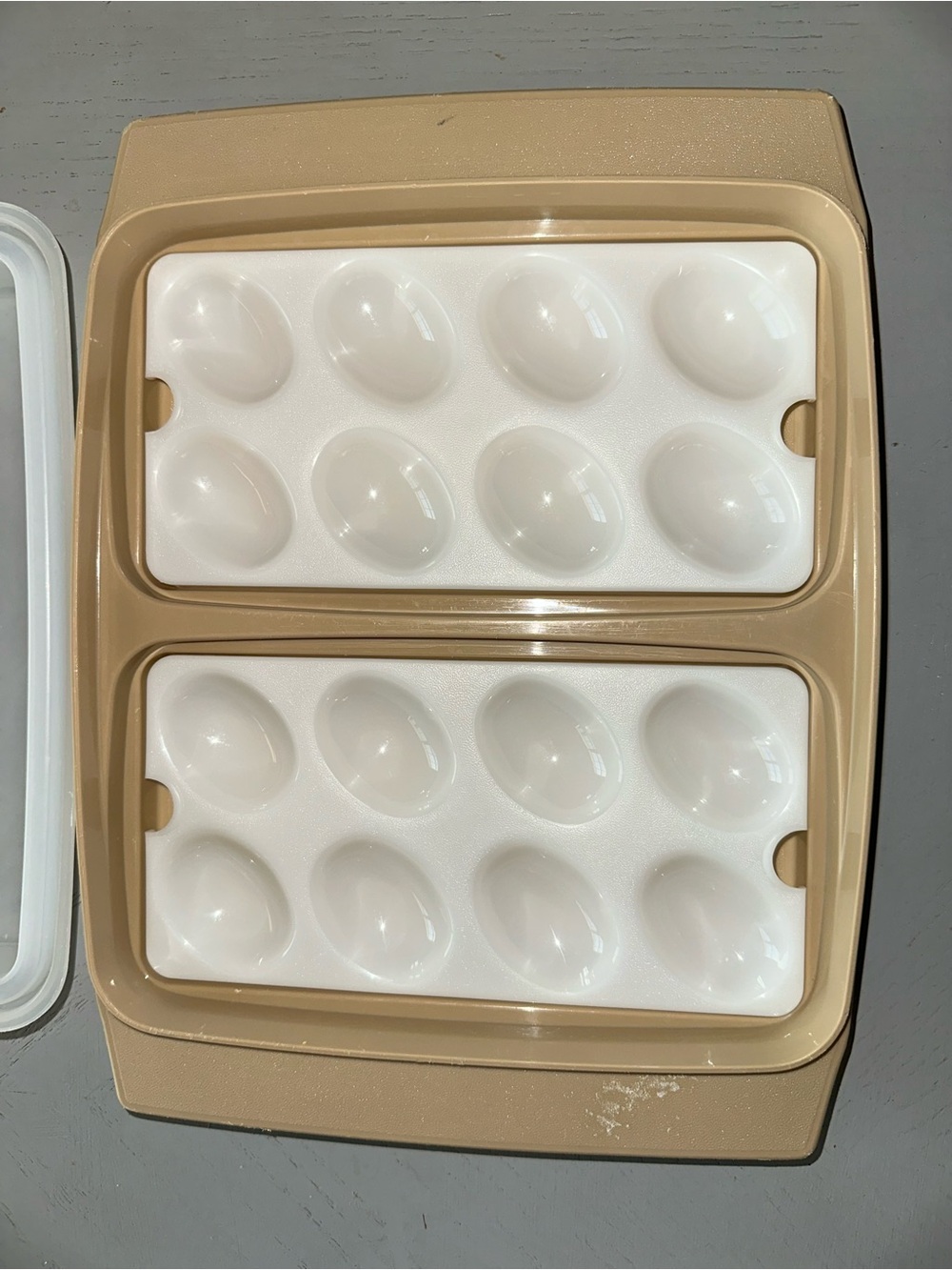 Tupperware Beige and White Egg Storage Tray Set
